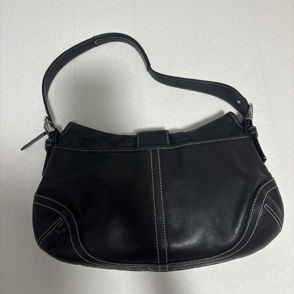 Coach Black Leather Shoulder Bag with Silver Accents - Picture 4 of 5